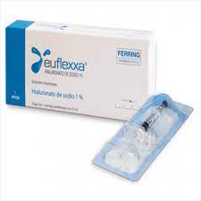 EUFLEXXA (1% sodium hyaluronate) is used to relieve knee pain due to osteoarthritis. It is used in people who do not get enough relief from simple pain medications such as acetaminophen or from exercise and physical therapy.